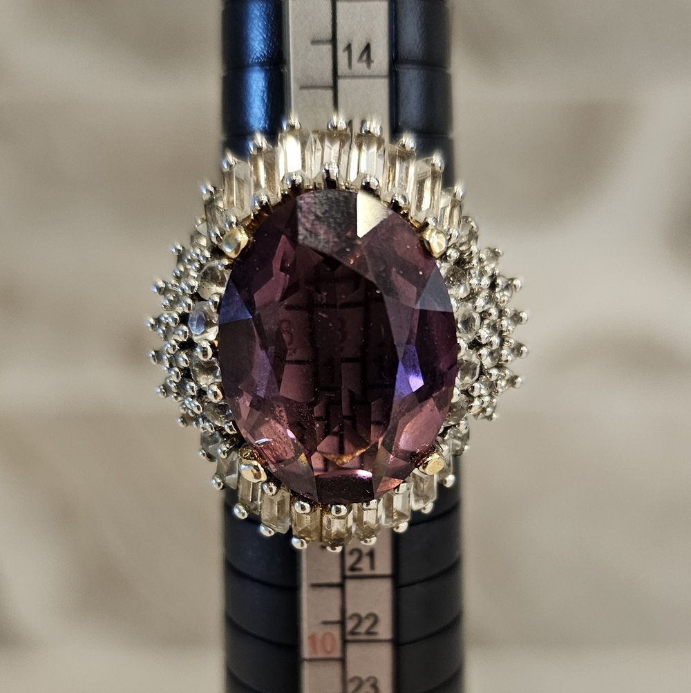 Elegant Purple and Crystal Women's Ring Size 8